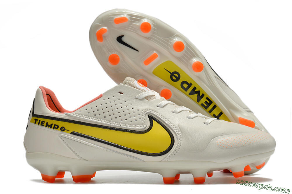 Nike Tiempo Legend 9 Elite FG Low-Tops Football Boots - White/Yellow 1