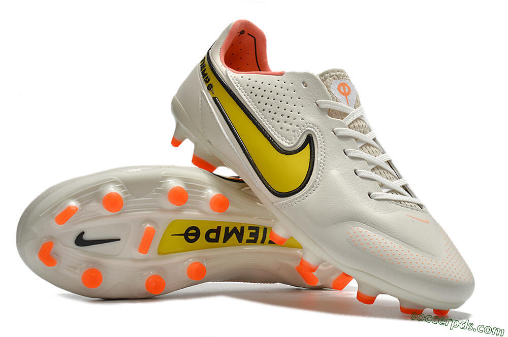 Nike Tiempo Legend 9 Elite FG Low-Tops Football Boots - White/Yellow 4