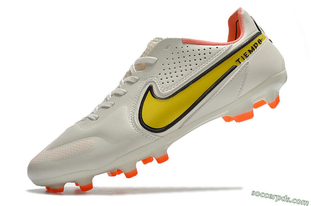 Nike Tiempo Legend 9 Elite FG Low-Tops Football Boots - White/Yellow 8