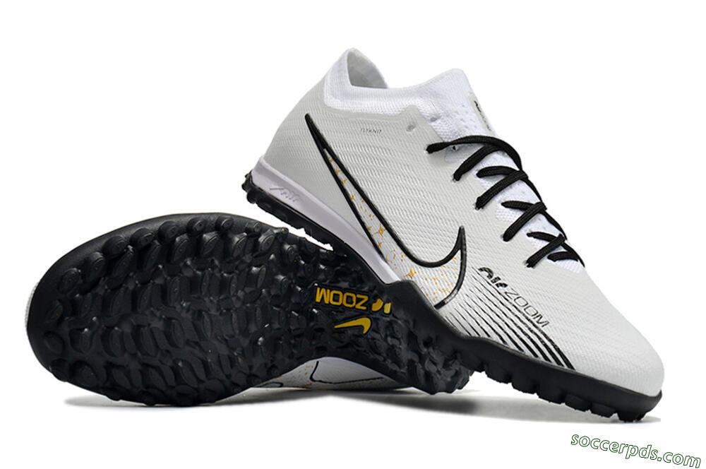 Nike Mercurial Vapor 15 Elite TF Low-Tops Football Shoes - White/Black 3