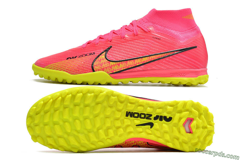 Nike Mercurial Superfly 9 Elite TF High-Tops Football Shoes - Pink/Yellow 0