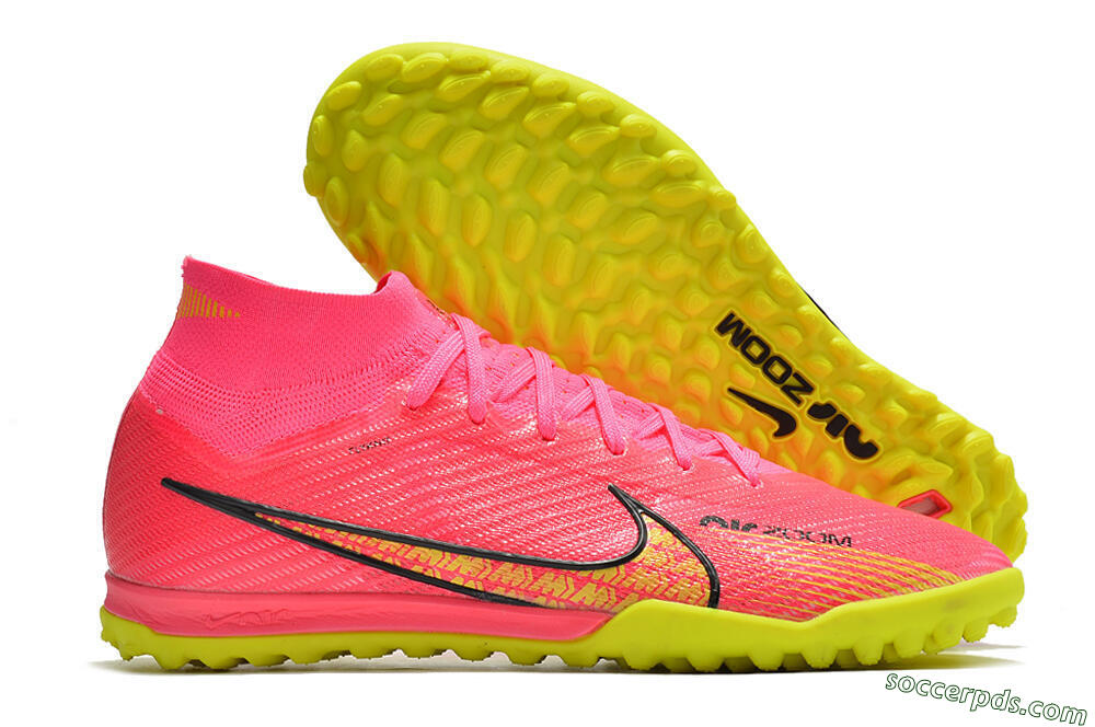 Nike Mercurial Superfly 9 Elite TF High-Tops Football Shoes - Pink/Yellow 1