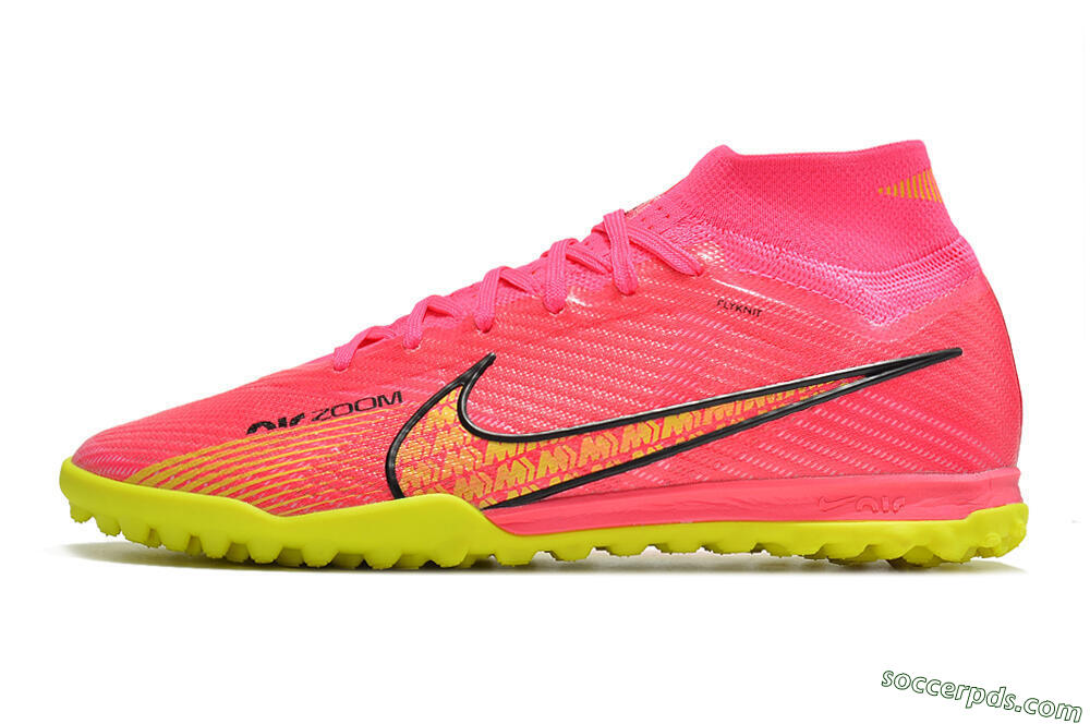 Nike Mercurial Superfly 9 Elite TF High-Tops Football Shoes - Pink/Yellow 2