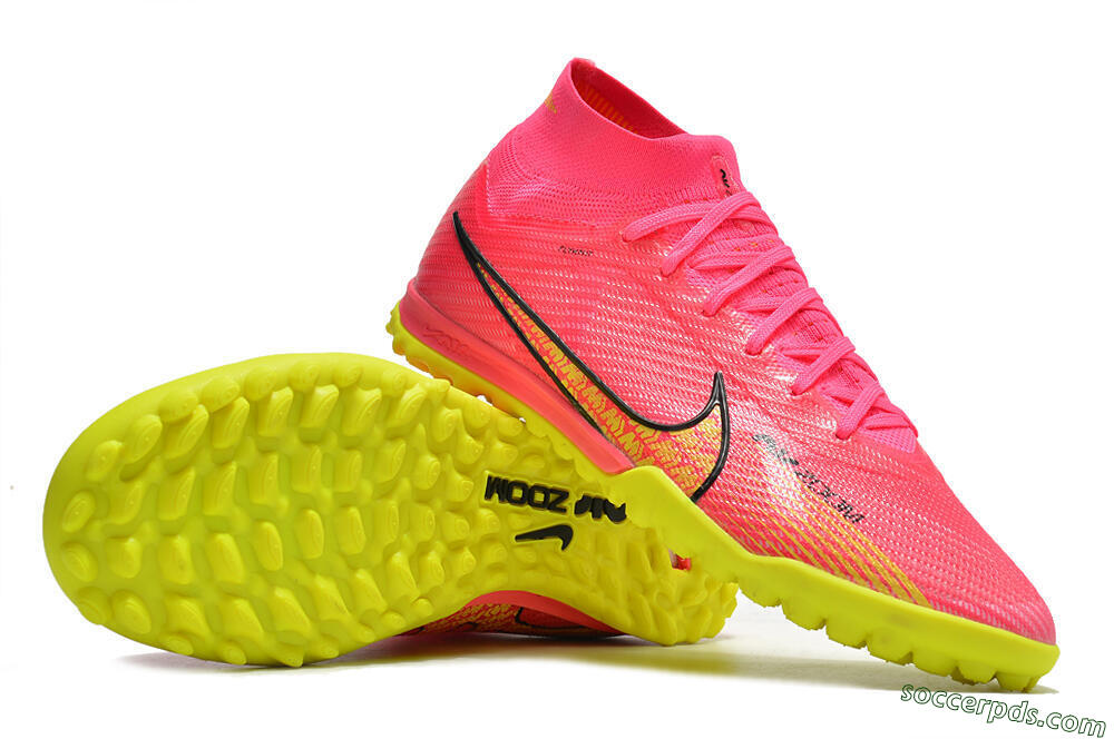 Nike Mercurial Superfly 9 Elite TF High-Tops Football Shoes - Pink/Yellow 3