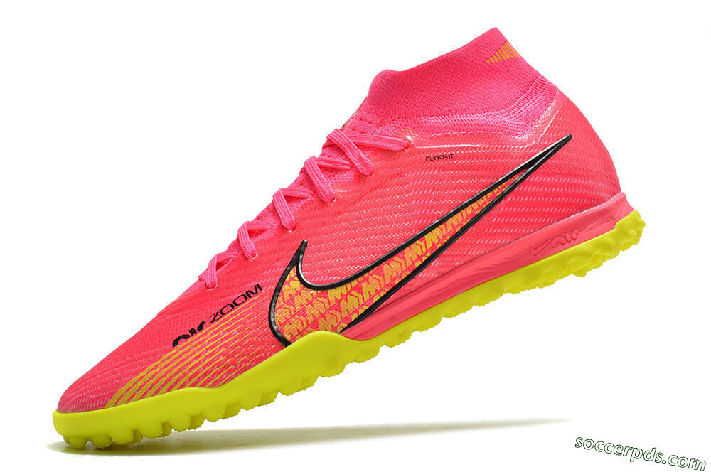 Nike Mercurial Superfly 9 Elite TF High-Tops Football Shoes - Pink/Yellow 5