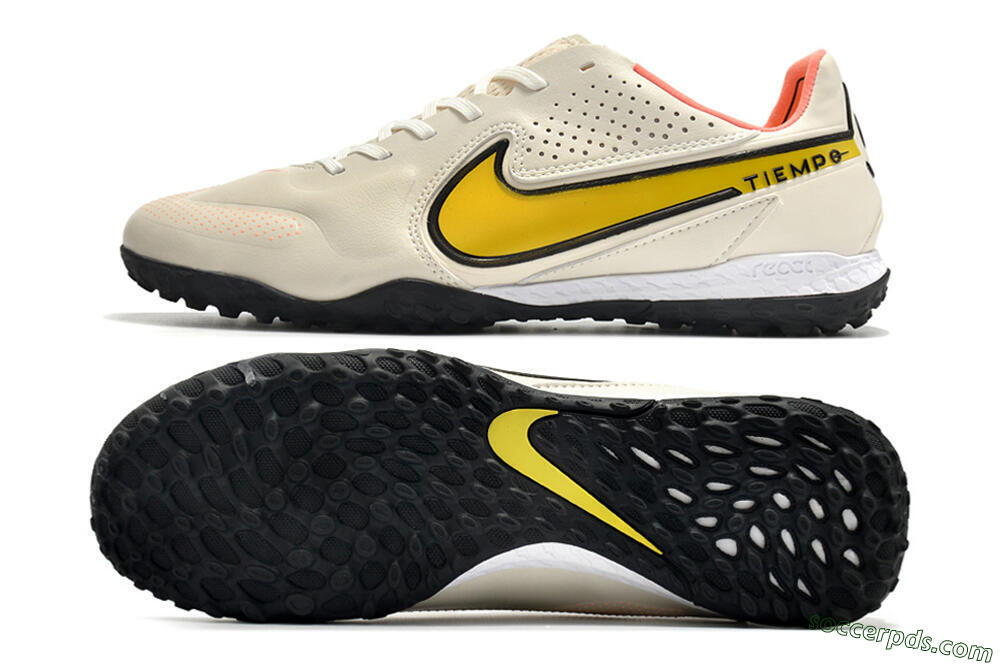 Nike Tiempo Legend 9 Pro TF Low-Tops Football Shoes - White/Yellow 0