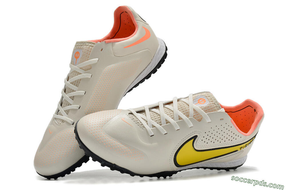 Nike Tiempo Legend 9 Pro TF Low-Tops Football Shoes - White/Yellow 6
