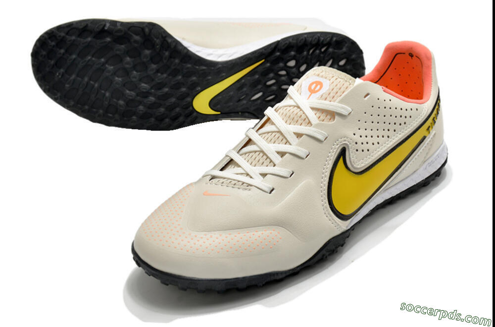 Nike Tiempo Legend 9 Pro TF Low-Tops Football Shoes - White/Yellow 3