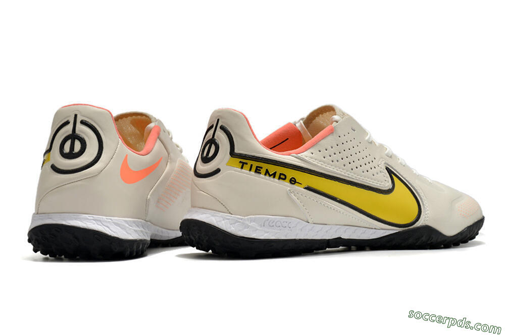 Nike Tiempo Legend 9 Pro TF Low-Tops Football Shoes - White/Yellow 9