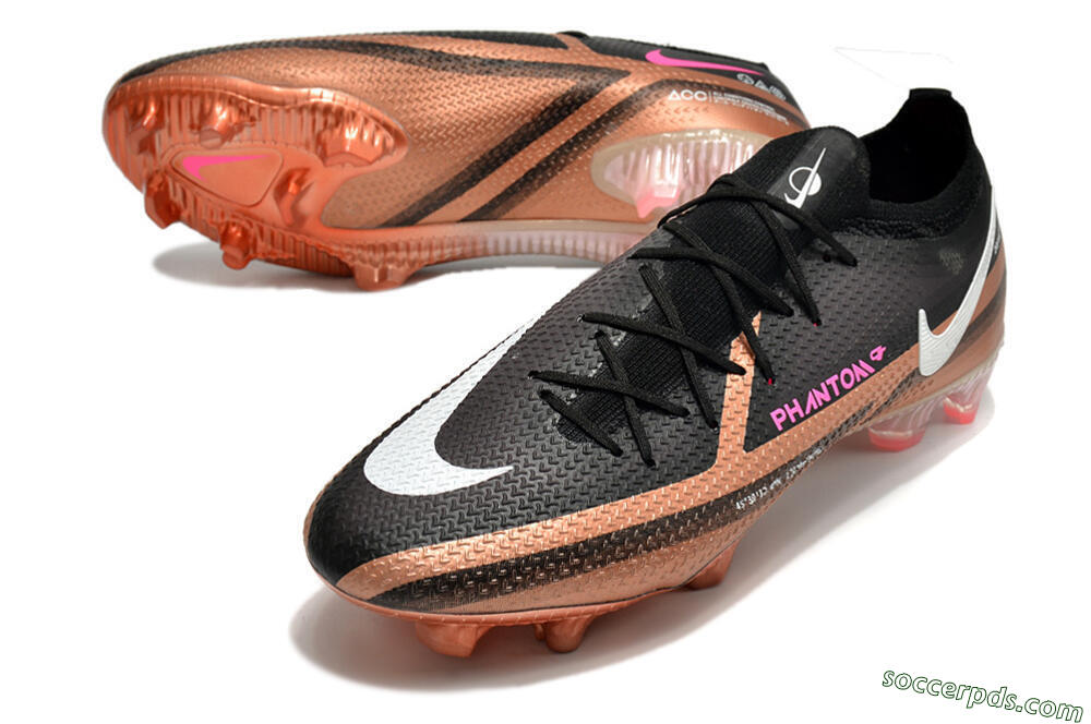 Nike Phantom GT Elite FG Low-Tops Football Boots - Black/Gold/White 3