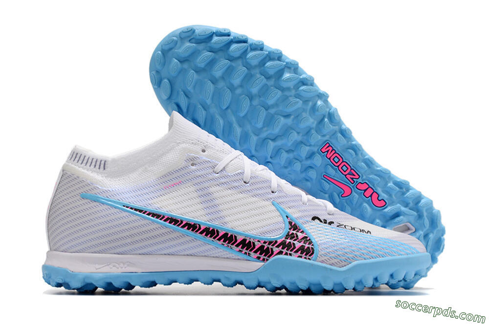 Nike Mercurial Vapor 15 Elite TF Low-Tops Football Shoes - White/Blue/Pink 1