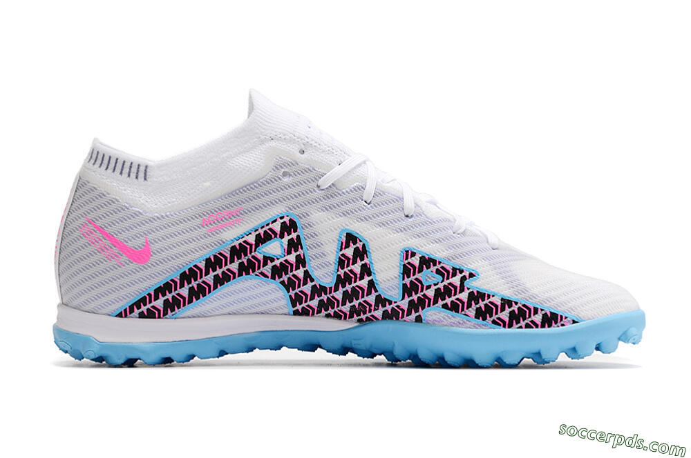 Nike Mercurial Vapor 15 Elite TF Low-Tops Football Shoes - White/Blue/Pink 4