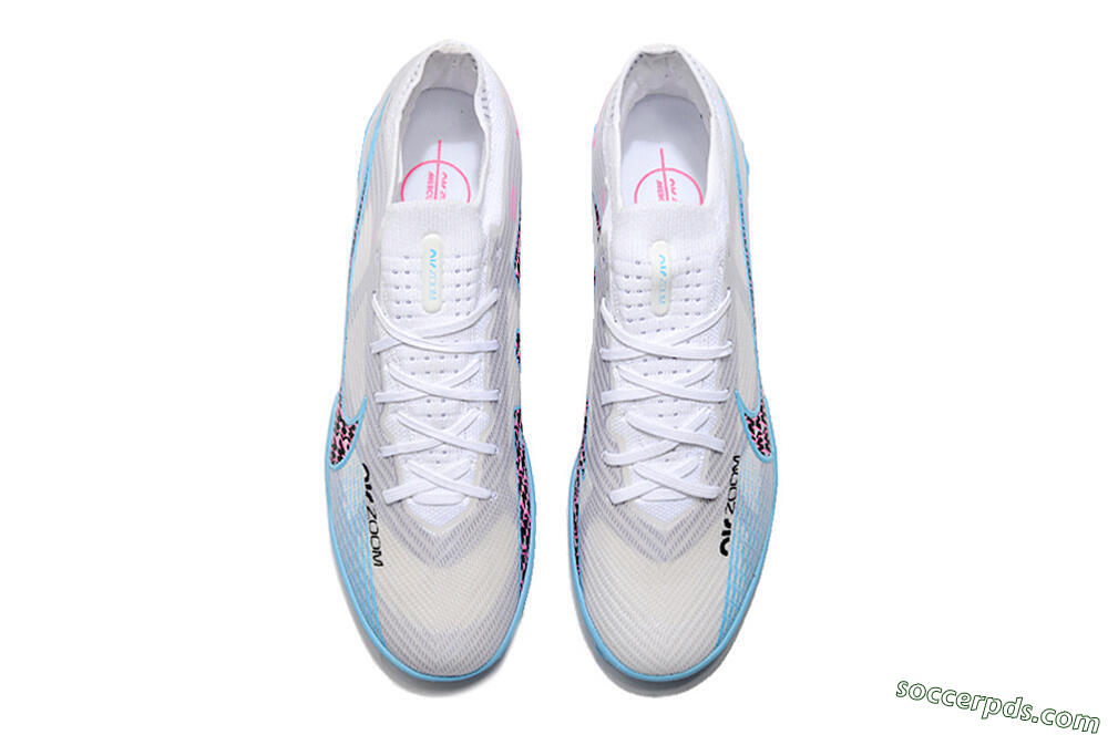 Nike Mercurial Vapor 15 Elite TF Low-Tops Football Shoes - White/Blue/Pink 5