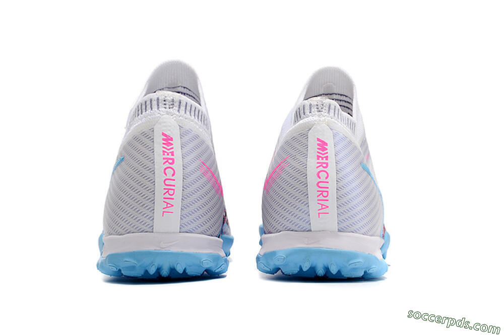 Nike Mercurial Vapor 15 Elite TF Low-Tops Football Shoes - White/Blue/Pink 6