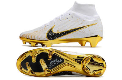 Nike Air Zoom Mercurial Superfly 9 Elite FG High-Tops Football Boots - White/Black/Gold