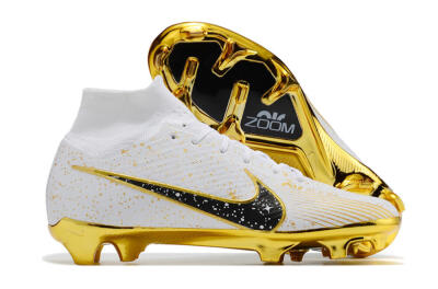 Nike Air Zoom Mercurial Superfly 9 Elite FG High-Tops Football Boots - White/Black/Gold