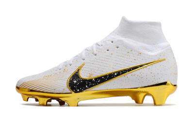 Nike Air Zoom Mercurial Superfly 9 Elite FG High-Tops Football Boots - White/Black/Gold