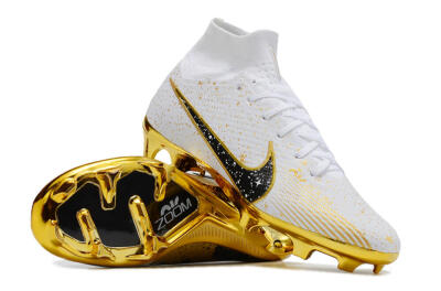 Nike Air Zoom Mercurial Superfly 9 Elite FG High-Tops Football Boots - White/Black/Gold