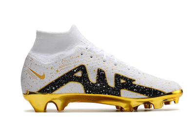 Nike Air Zoom Mercurial Superfly 9 Elite FG High-Tops Football Boots - White/Black/Gold