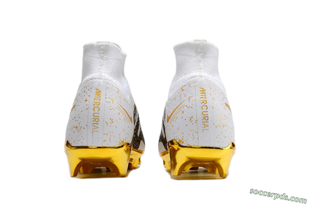 Nike Air Zoom Mercurial Superfly 9 Elite FG High-Tops Football Boots - White/Black/Gold 6