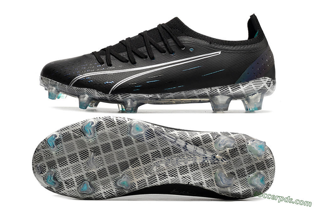 Puma Ultra Ultimate FG Low-Tops Football Boots - Black/White/Blue 0