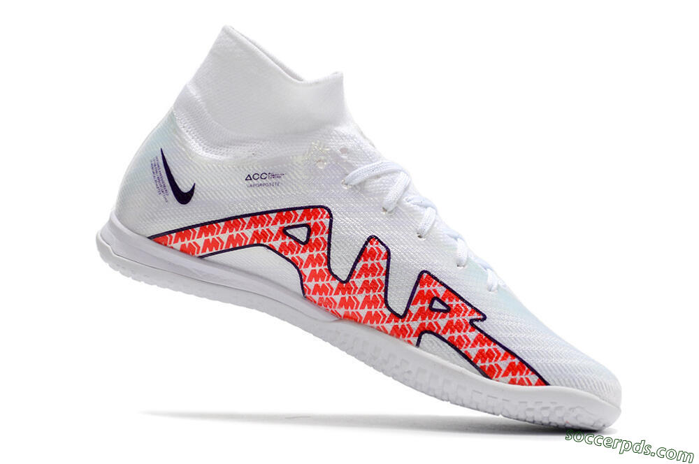 Nike Air Zoom Mercurial Superfly 9 Elite IC High-Tops Football Shoes - White/Red/Black 4