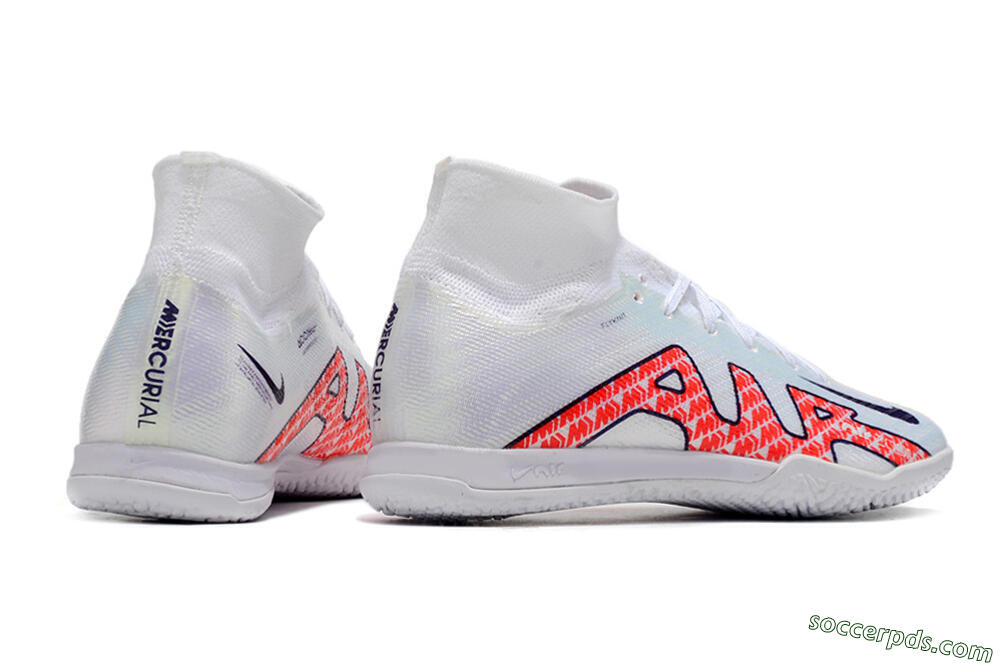 Nike Air Zoom Mercurial Superfly 9 Elite IC High-Tops Football Shoes - White/Red/Black 6
