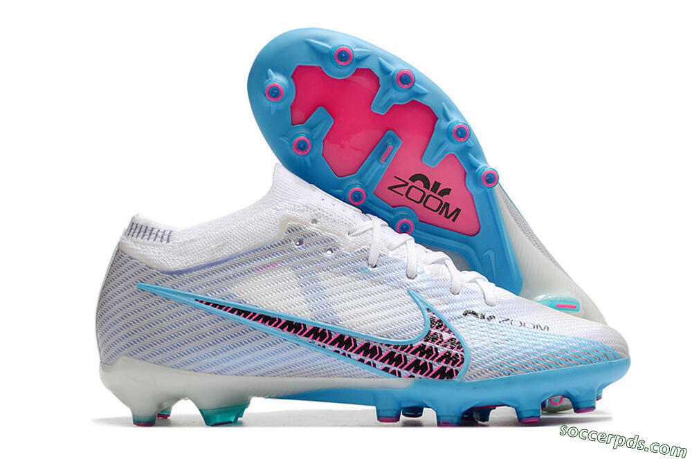 Nike Air Zoom Mercurial Vapor 15 Elite AG Low-Tops Football Boots - White/Blue/Pink 1