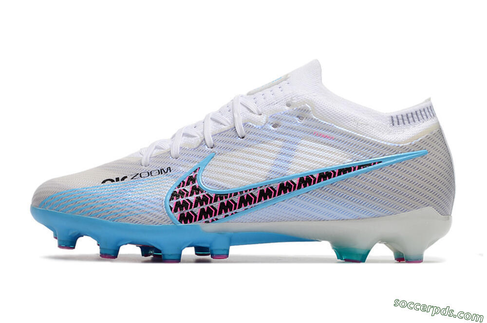 Nike Air Zoom Mercurial Vapor 15 Elite AG Low-Tops Football Boots - White/Blue/Pink 2