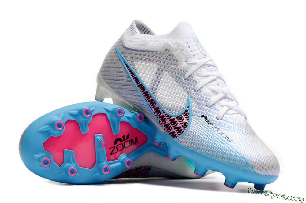 Nike Air Zoom Mercurial Vapor 15 Elite AG Low-Tops Football Boots - White/Blue/Pink 3