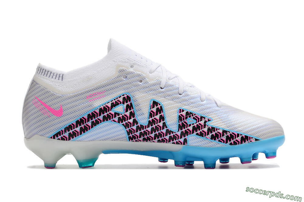 Nike Air Zoom Mercurial Vapor 15 Elite AG Low-Tops Football Boots - White/Blue/Pink 4