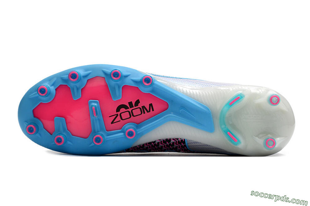 Nike Air Zoom Mercurial Vapor 15 Elite AG Low-Tops Football Boots - White/Blue/Pink 6