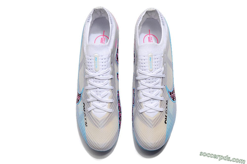 Nike Air Zoom Mercurial Vapor 15 Elite AG Low-Tops Football Boots - White/Blue/Pink 7