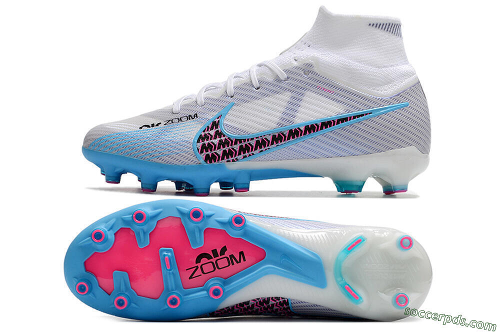 Nike Air Zoom Mercurial Superfly 9 Elite AG High-Tops Football Boots - White/Blue/Pink 0