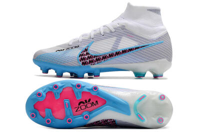 Nike Air Zoom Mercurial Superfly 9 Elite AG High-Tops Football Boots - White/Blue/Pink
