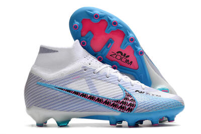 Nike Air Zoom Mercurial Superfly 9 Elite AG High-Tops Football Boots - White/Blue/Pink