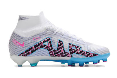 Nike Air Zoom Mercurial Superfly 9 Elite AG High-Tops Football Boots - White/Blue/Pink