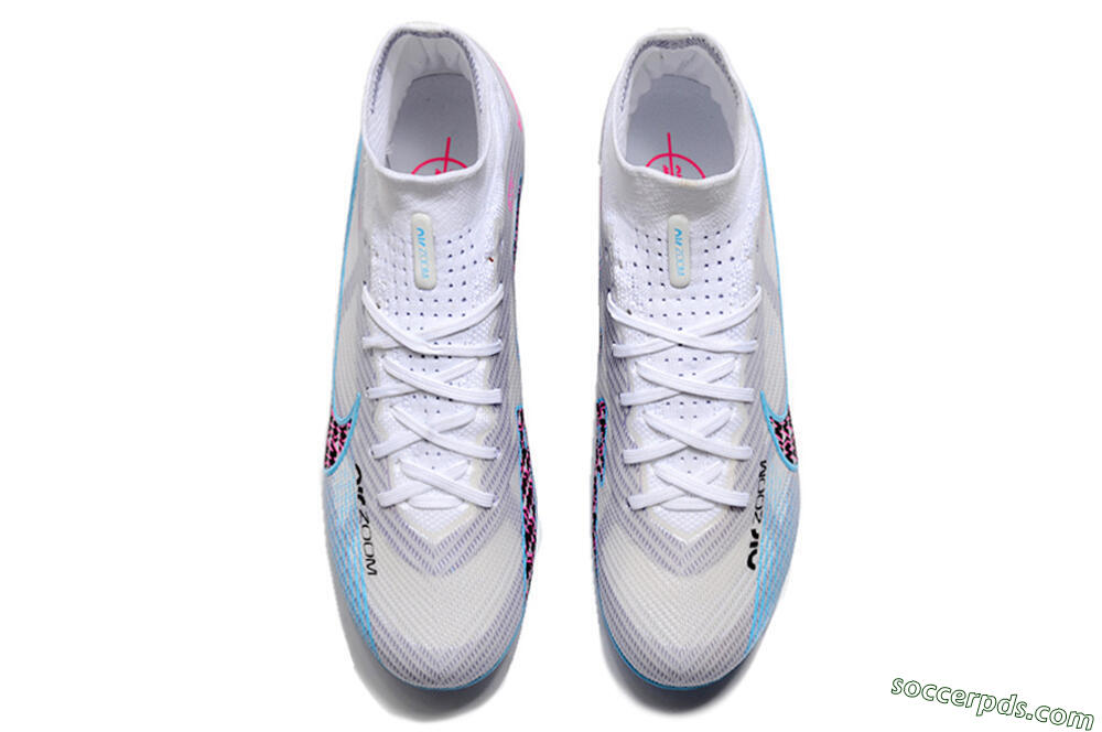 Nike Air Zoom Mercurial Superfly 9 Elite AG High-Tops Football Boots - White/Blue/Pink 7