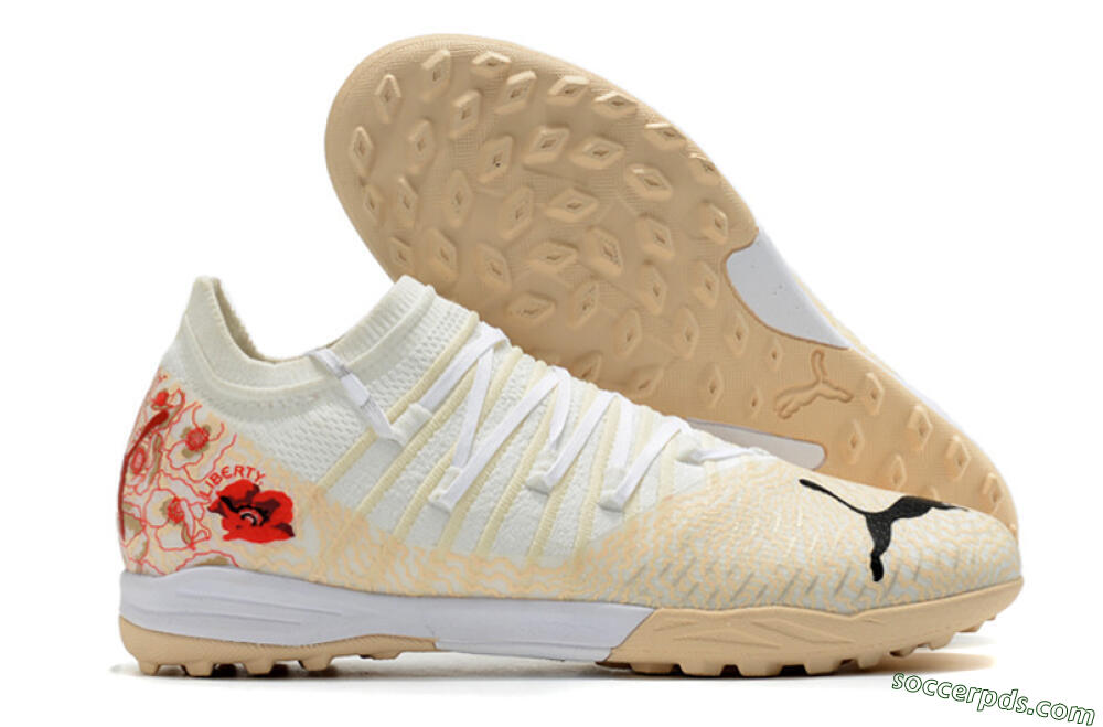 Puma Future Z 1.3 Instinct TF Low-Tops Football Shoes - White/Gold/Red 1