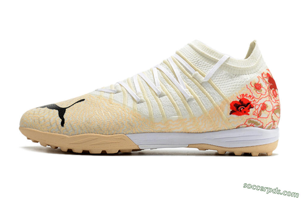 Puma Future Z 1.3 Instinct TF Low-Tops Football Shoes - White/Gold/Red 2
