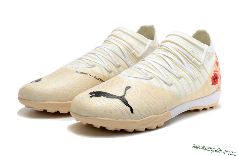 Puma Future Z 1.3 Instinct TF Low-Tops Football Shoes - White/Gold/Red 5