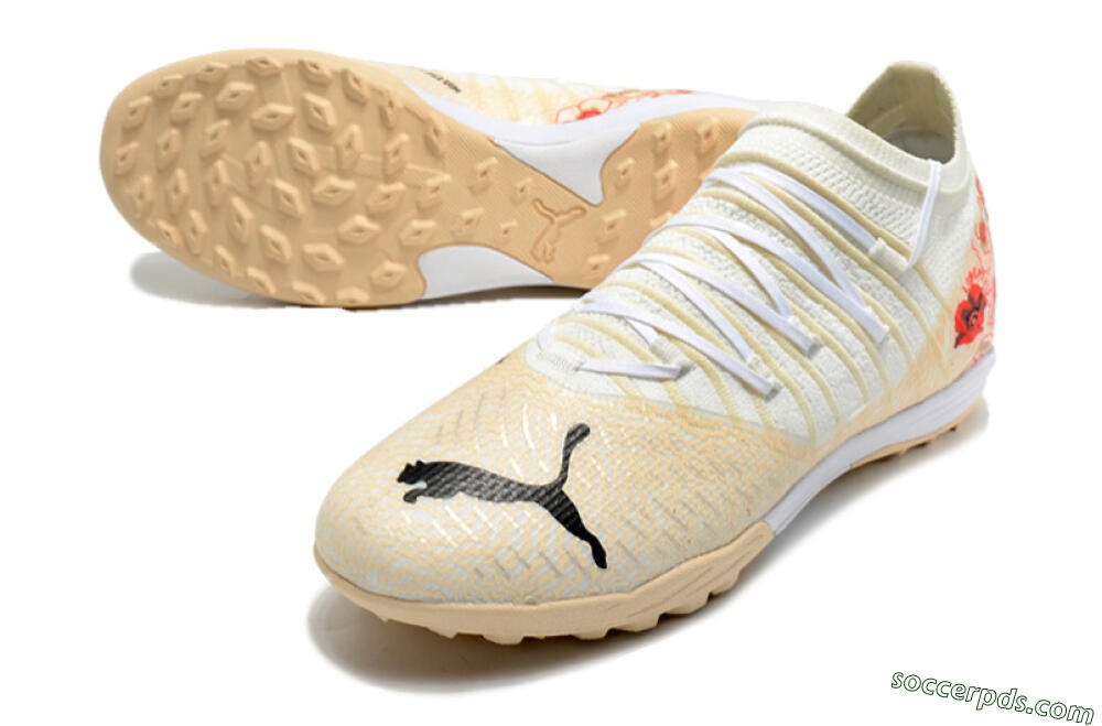 Puma Future Z 1.3 Instinct TF Low-Tops Football Shoes - White/Gold/Red 3