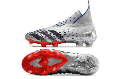 Adidas Predator Freak+ FG High-Tops Football Boots - Silver/Black/Blue/Red