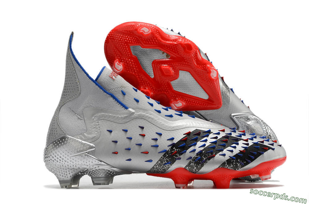 Adidas Predator Freak+ FG High-Tops Football Boots - Silver/Black/Blue/Red 1