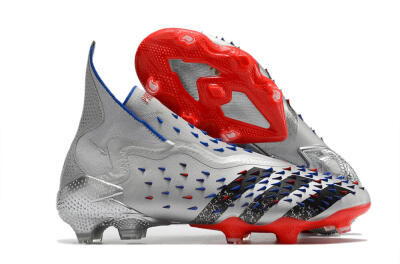 Adidas Predator Freak+ FG High-Tops Football Boots - Silver/Black/Blue/Red
