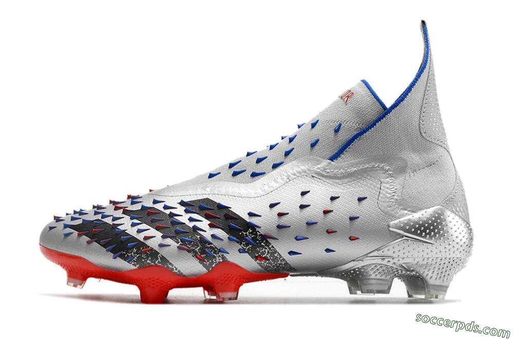 Adidas Predator Freak+ FG High-Tops Football Boots - Silver/Black/Blue/Red 2