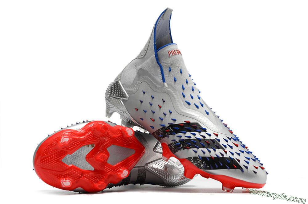 Adidas Predator Freak+ FG High-Tops Football Boots - Silver/Black/Blue/Red 3