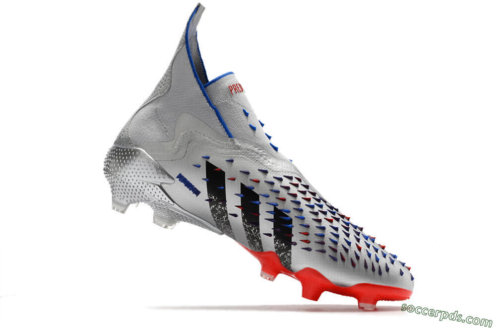 Adidas Predator Freak+ FG High-Tops Football Boots - Silver/Black/Blue/Red 4