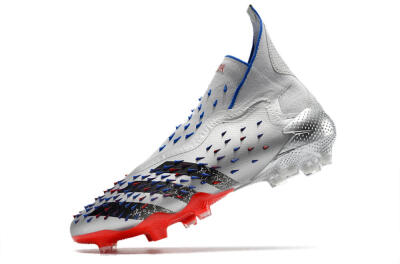 Adidas Predator Freak+ FG High-Tops Football Boots - Silver/Black/Blue/Red