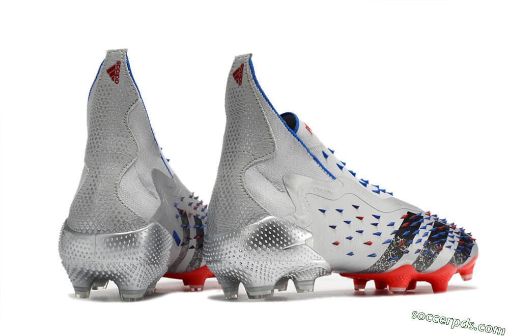 Adidas Predator Freak+ FG High-Tops Football Boots - Silver/Black/Blue/Red 6
